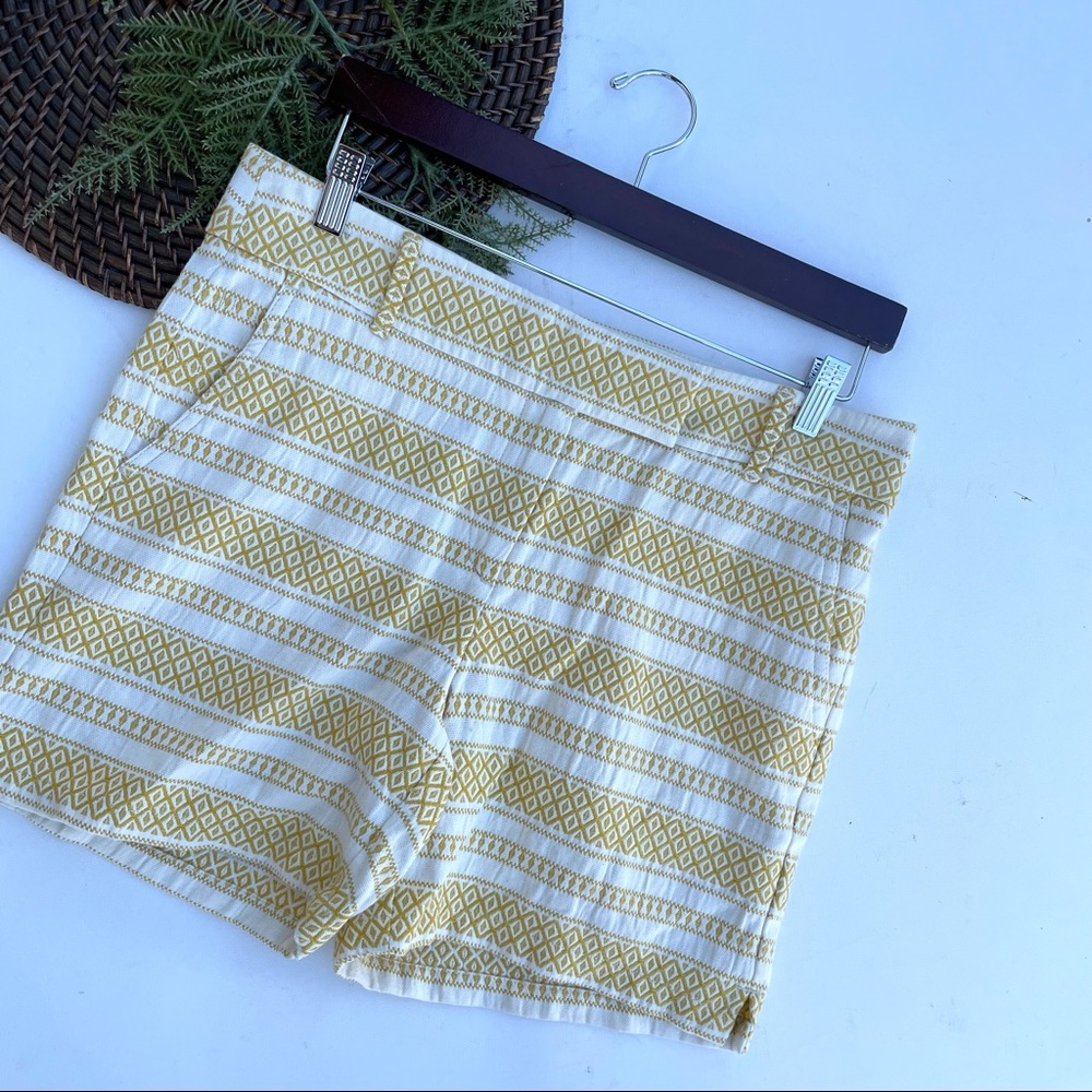 LOFT Women’s Shorts The Riviera Yellow White Tapestry Size 6